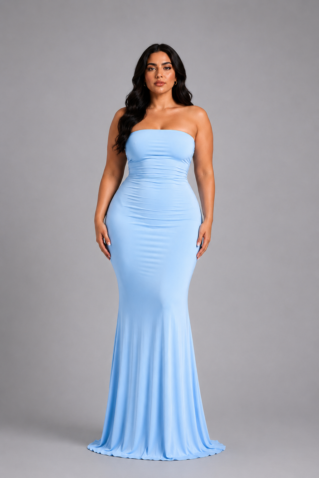 Amora Strapless Ruched Maxi Dress