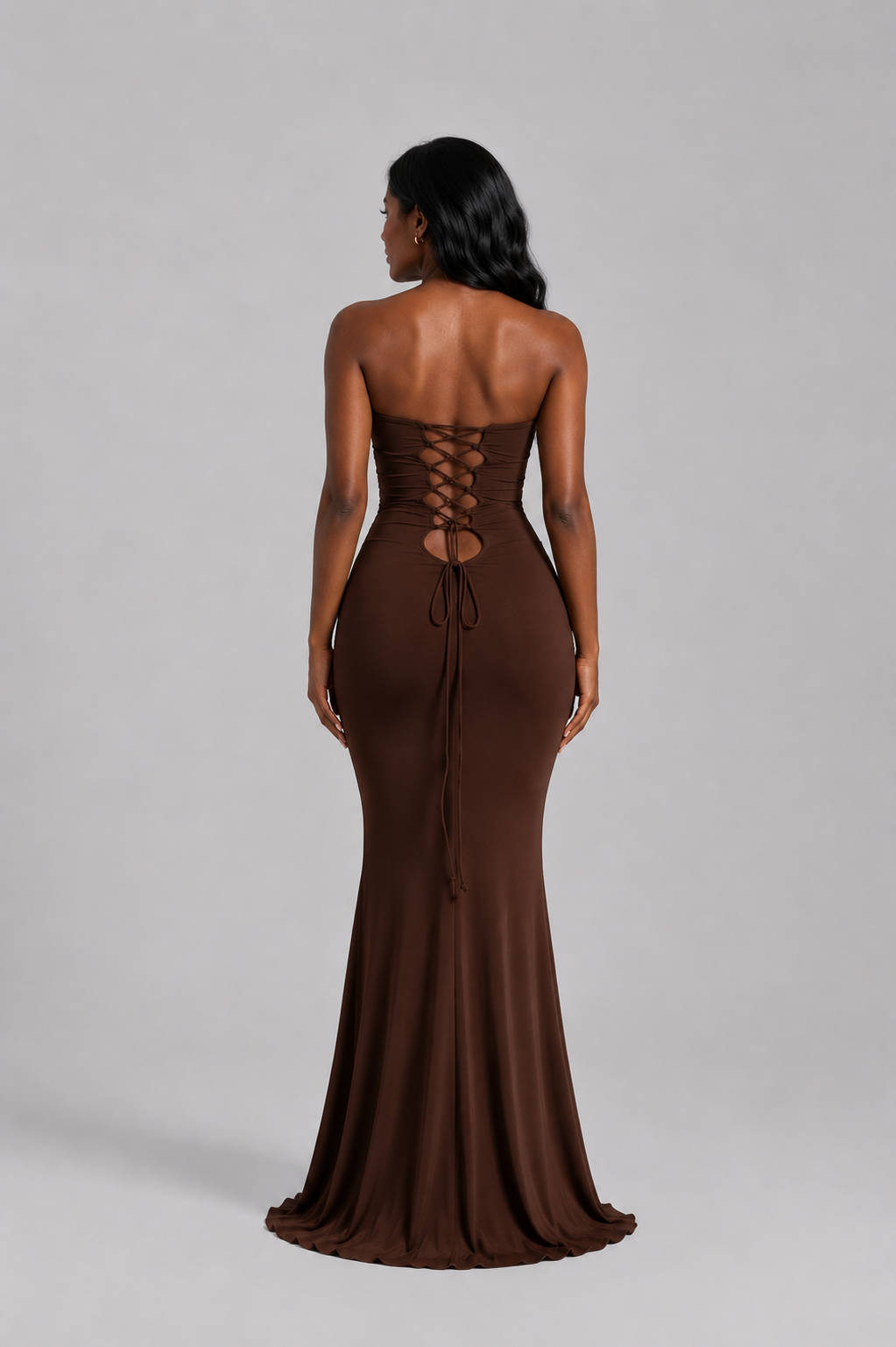 Amora Strapless Ruched Maxi Dress