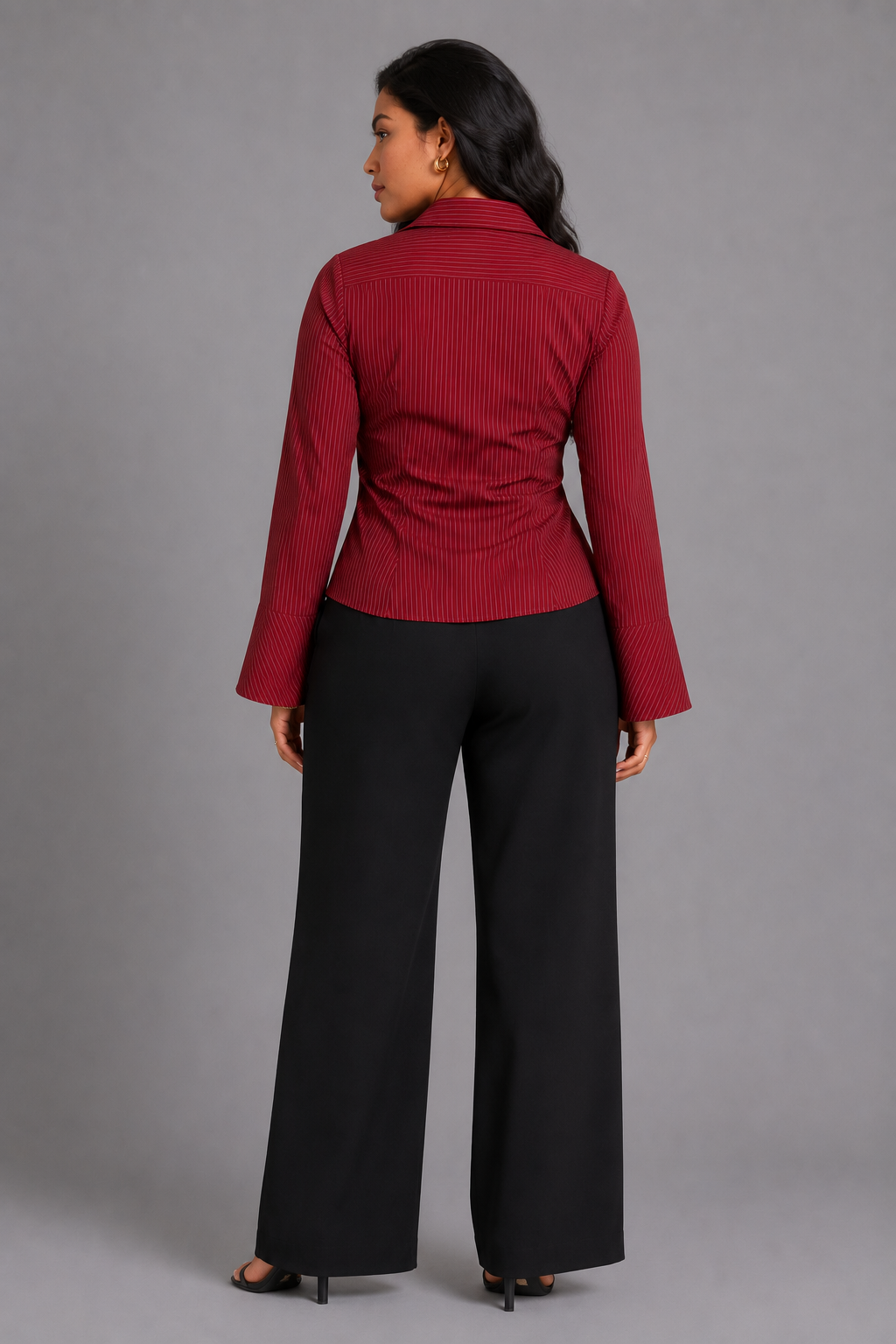 Marielle Pinstripe Flare Sleeve Shirt