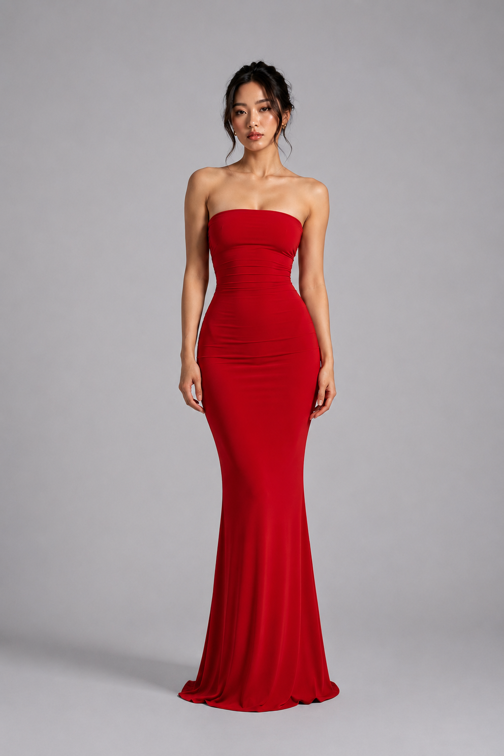 Amora Strapless Ruched Maxi Dress