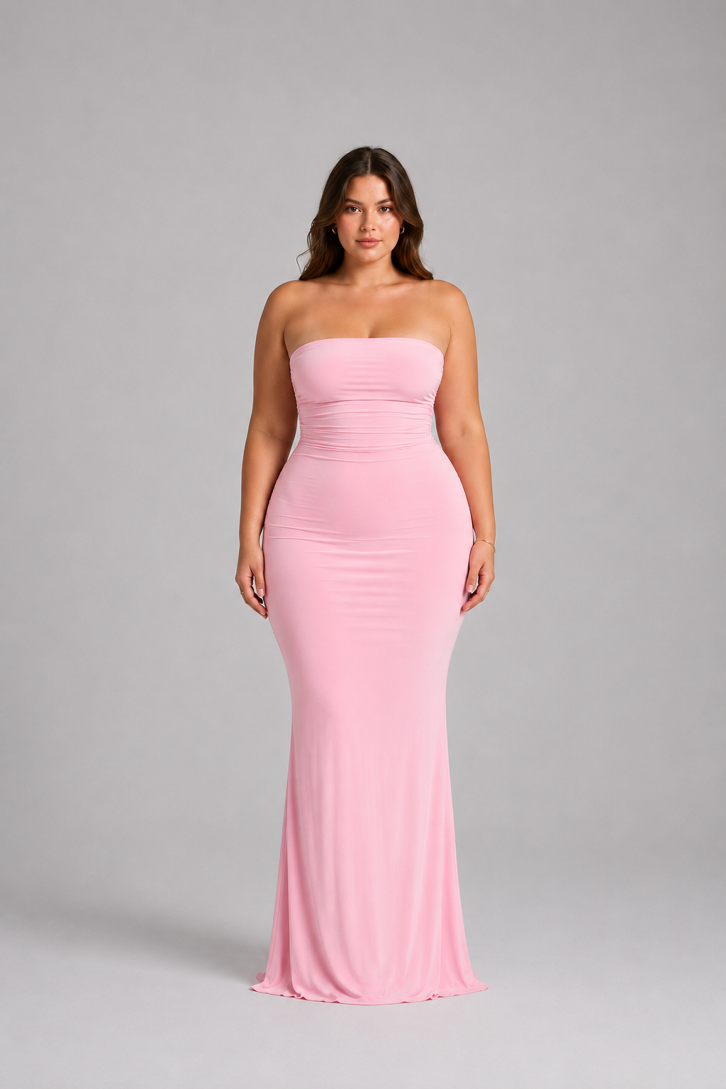 Amora Strapless Ruched Maxi Dress