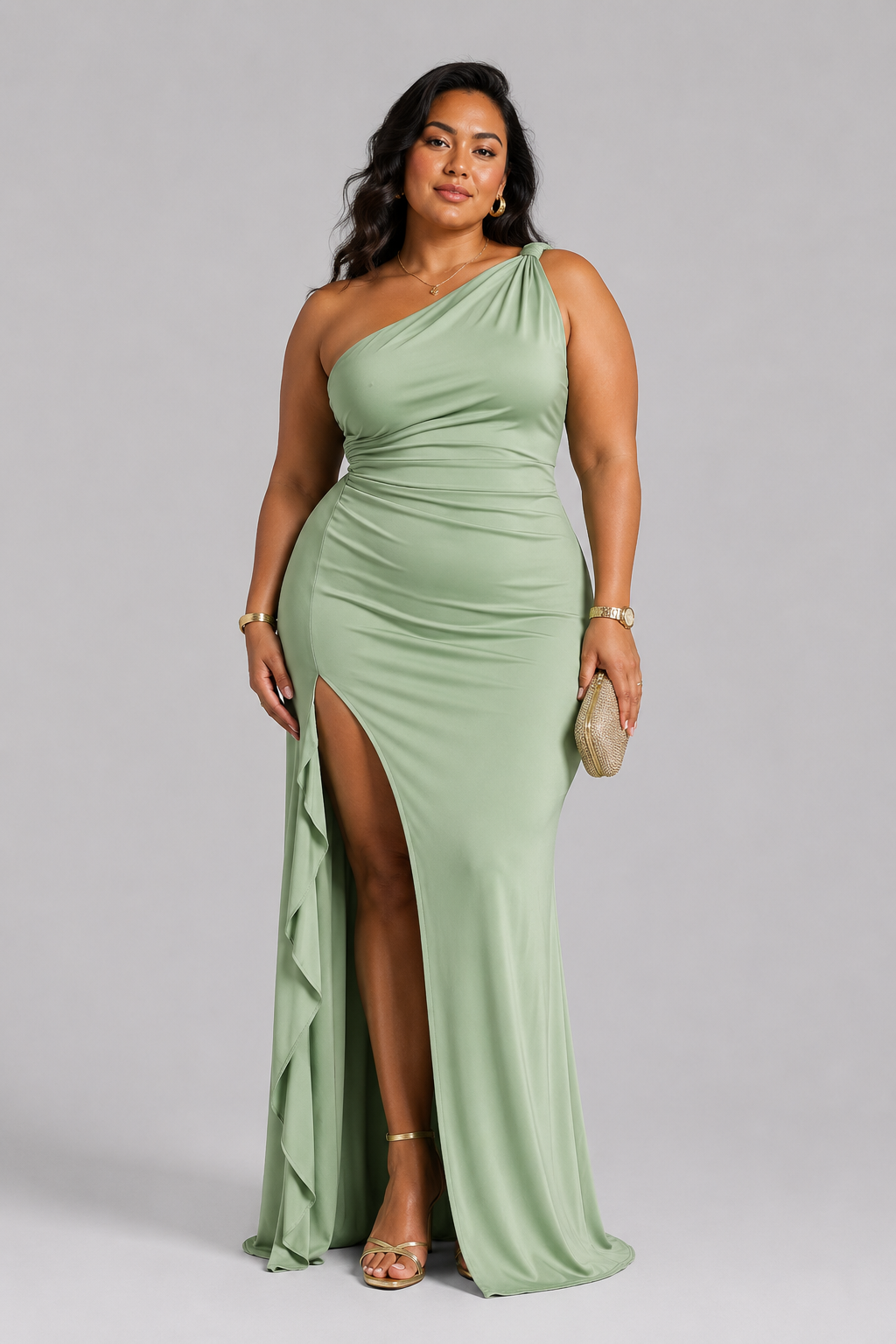 Seraphina One-Shoulder Satin Gown
