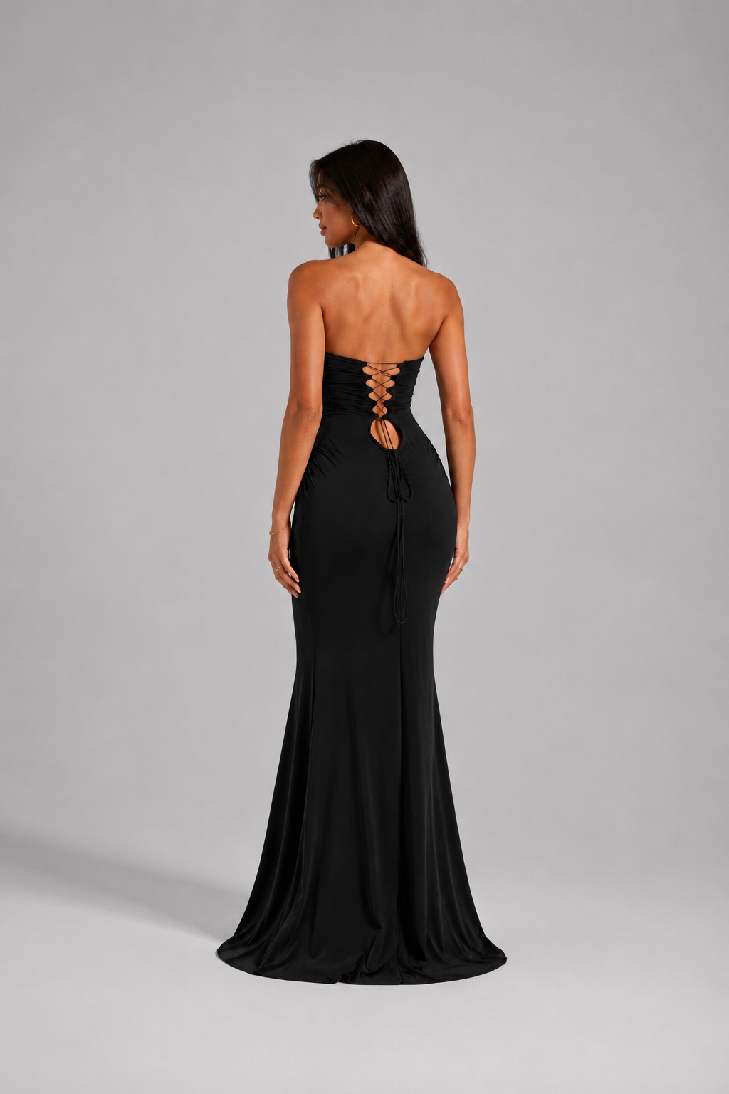 Amora Strapless Ruched Maxi Dress