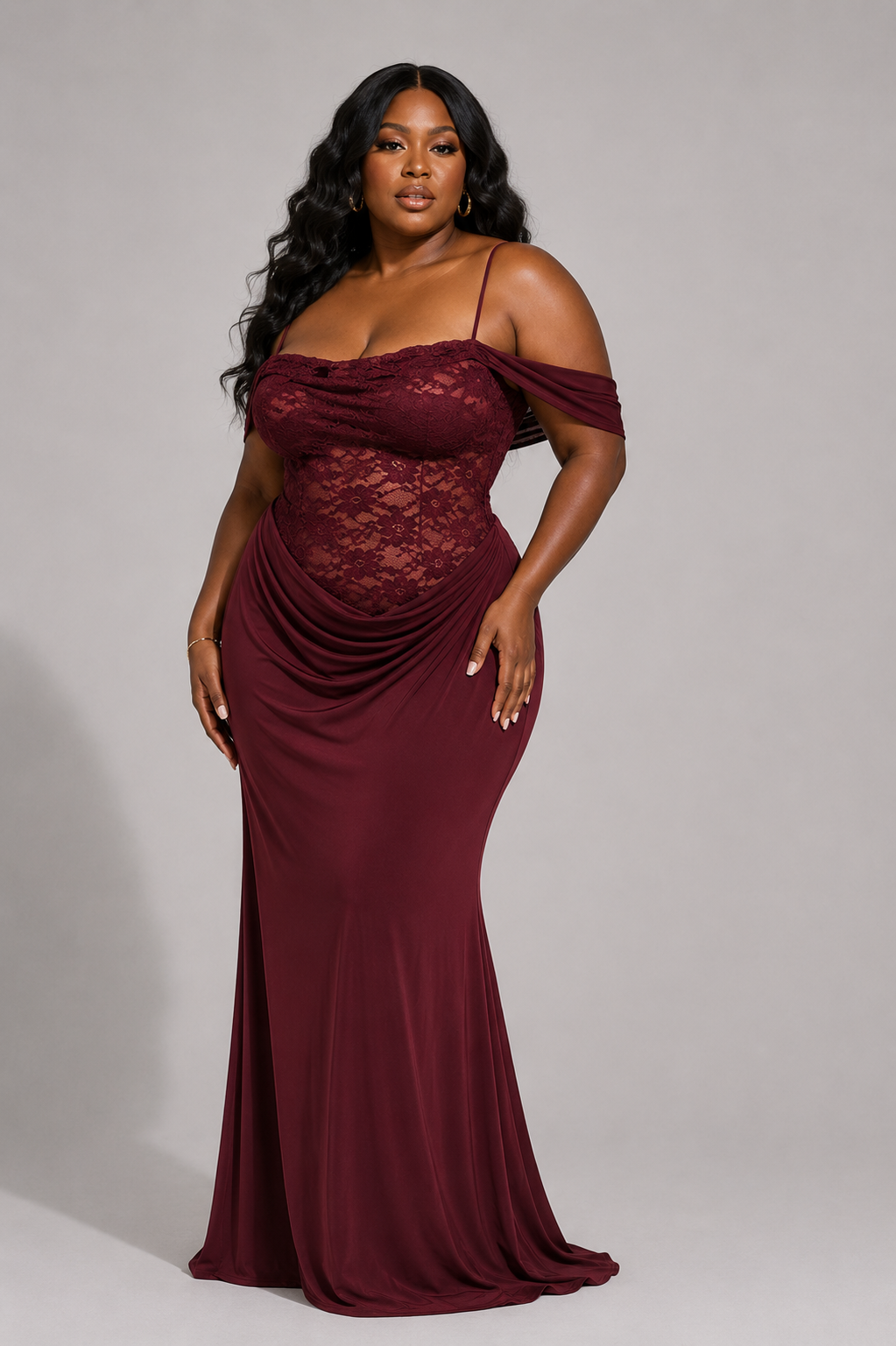 Noir Belle Lace Corset Maxi Dress