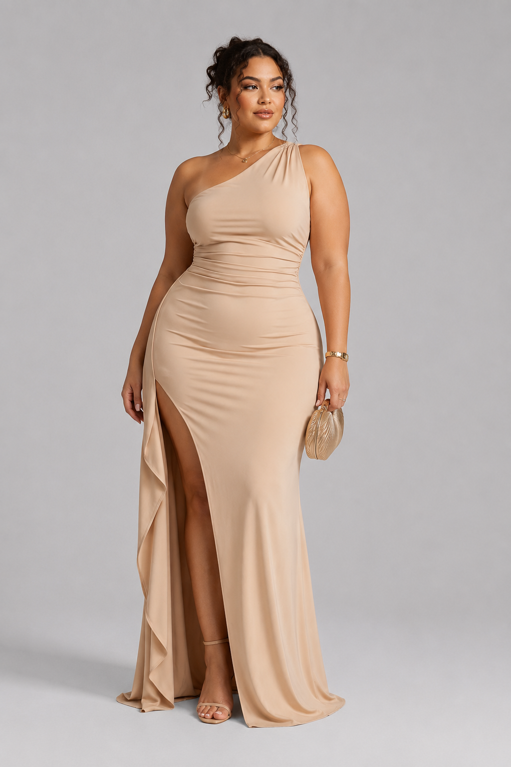Seraphina One-Shoulder Satin Gown