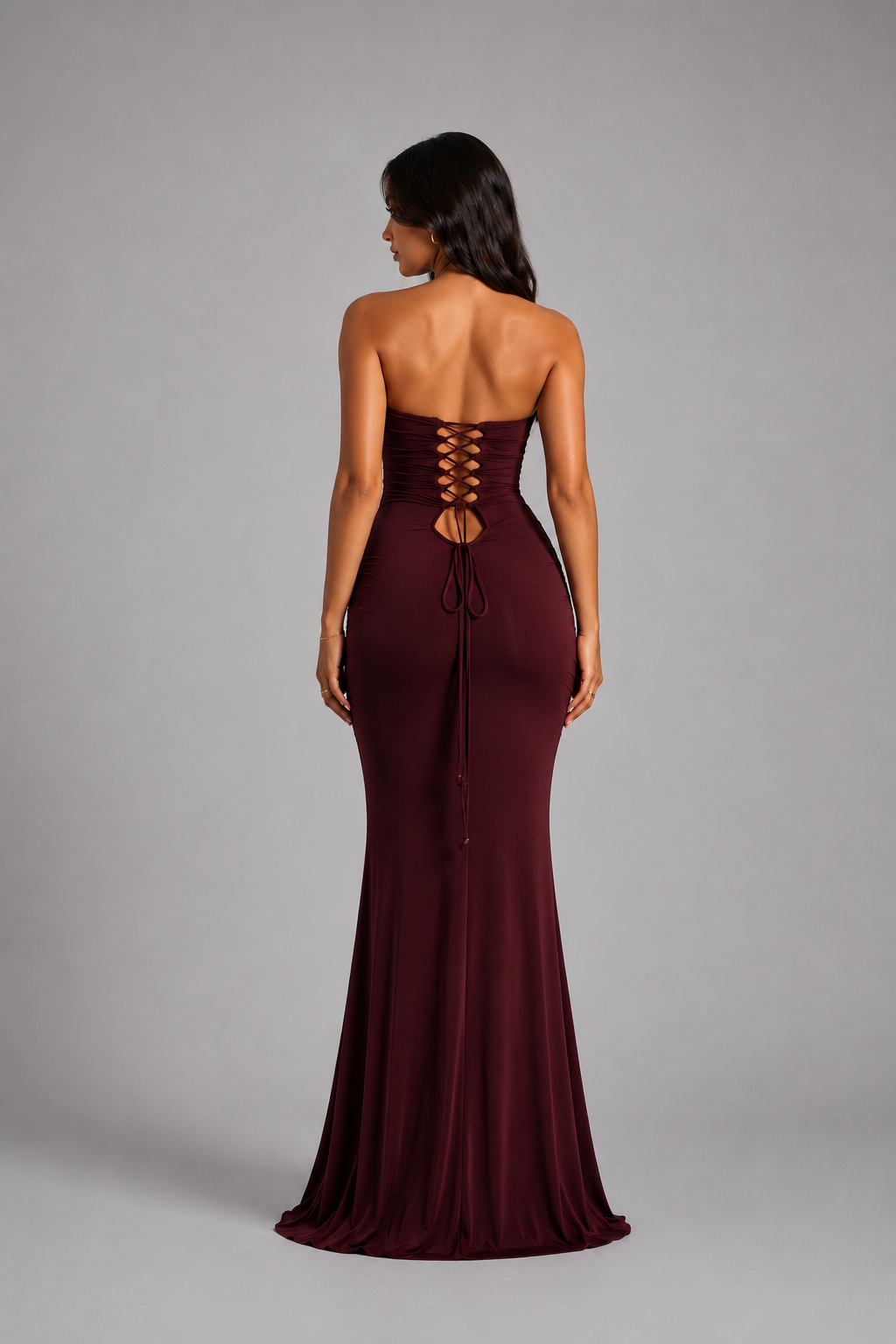 Amora Strapless Ruched Maxi Dress