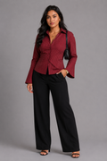 Marielle Pinstripe Flare Sleeve Shirt