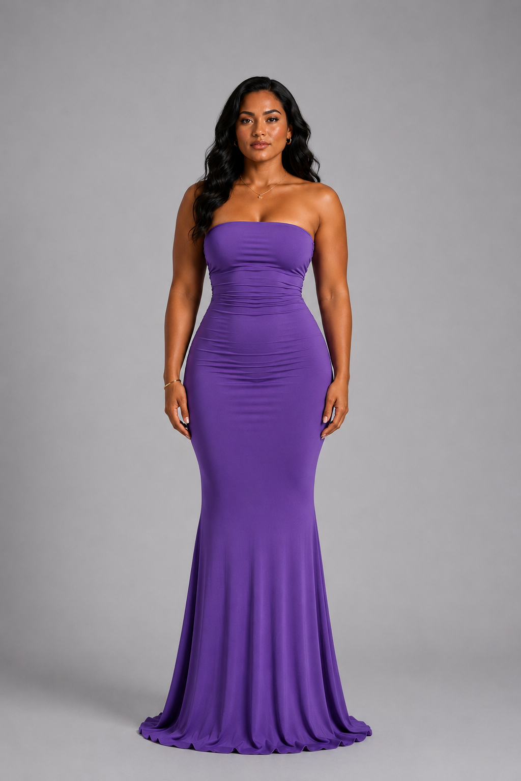 Amora Strapless Ruched Maxi Dress