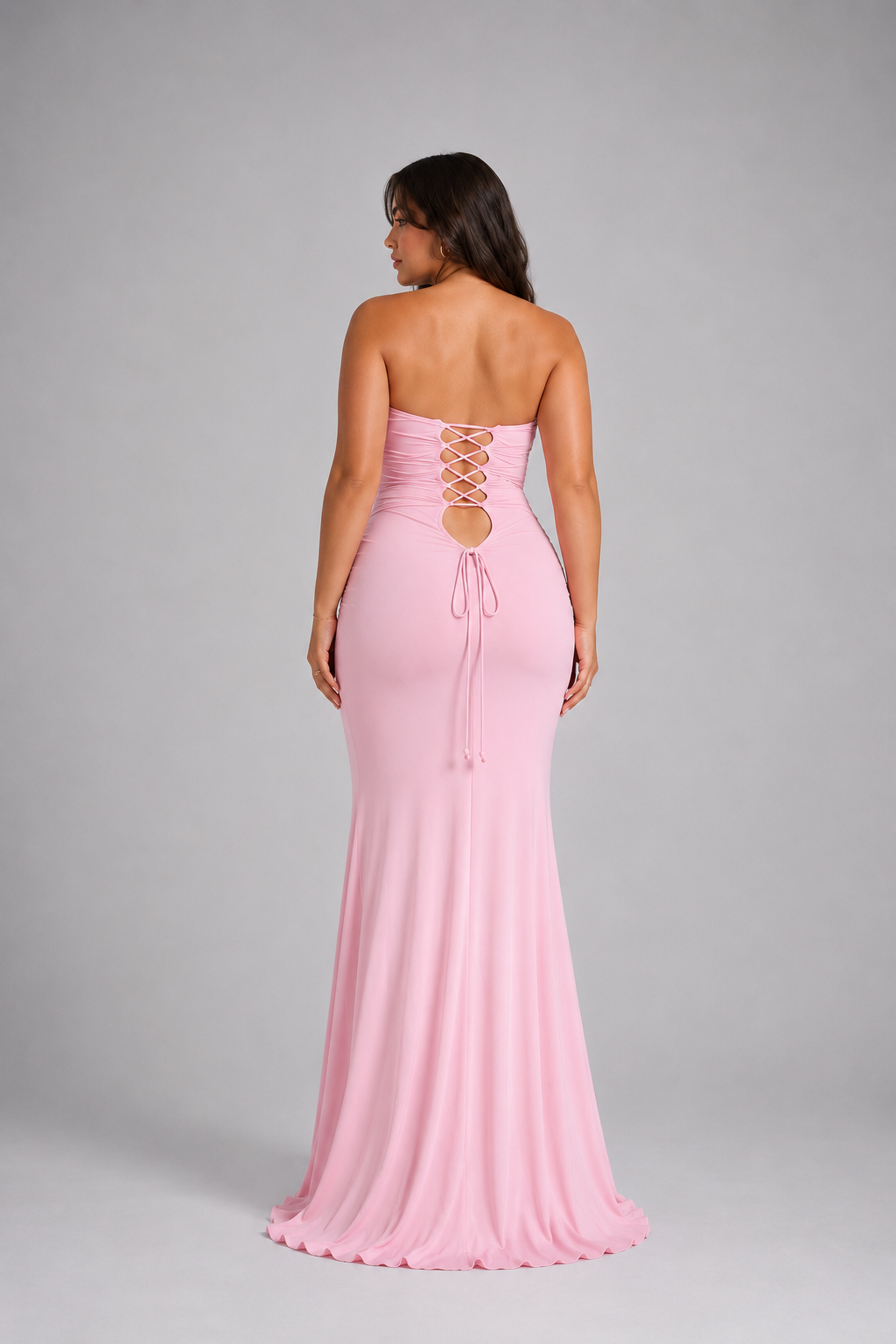 Amora Strapless Ruched Maxi Dress