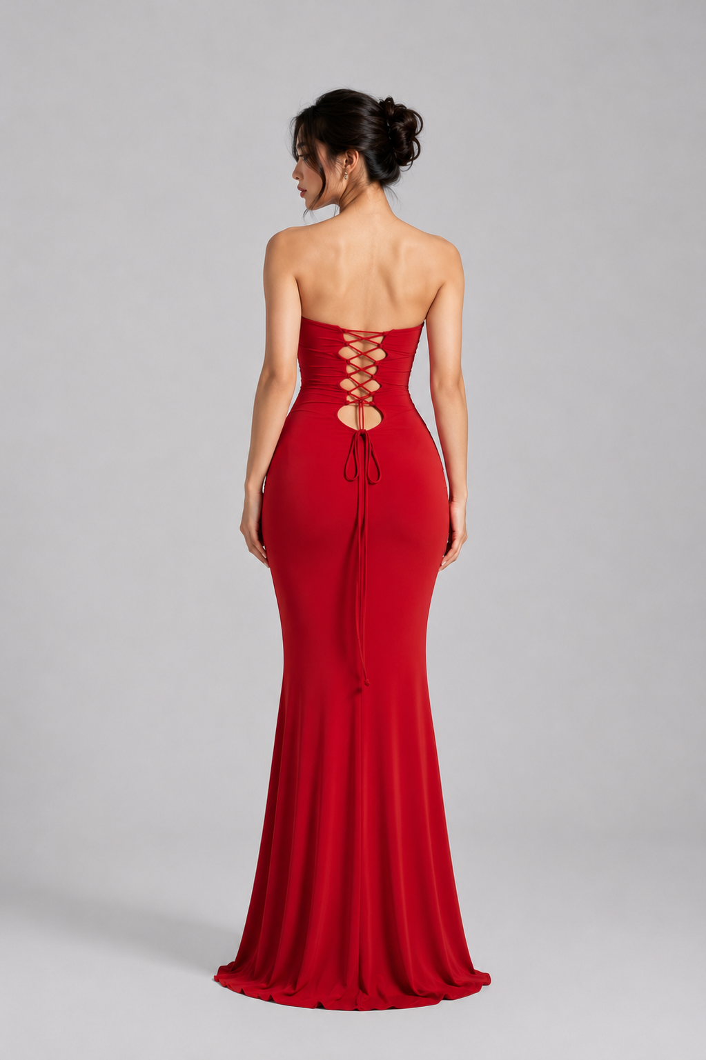 Amora Strapless Ruched Maxi Dress