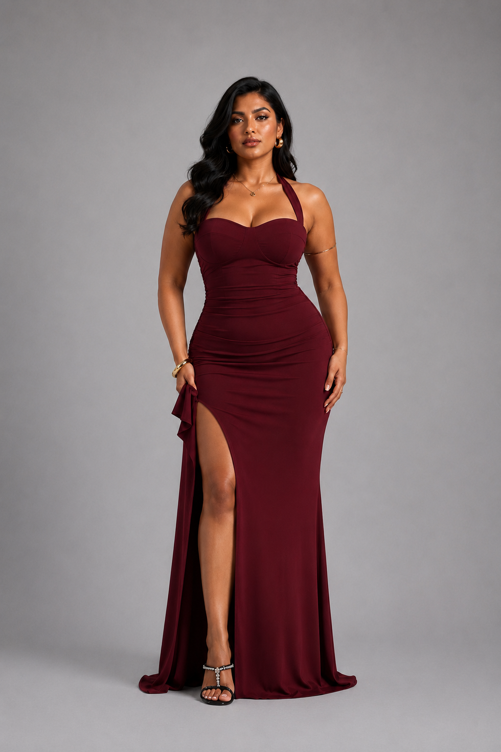 Valencia Halter Slit Maxi Dress