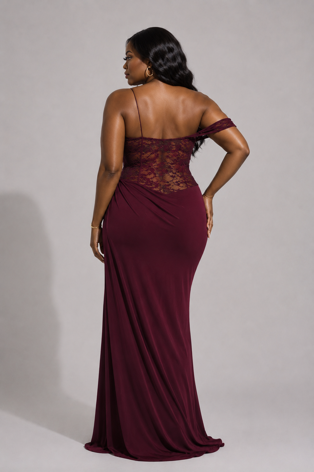 Noir Belle Lace Corset Maxi Dress