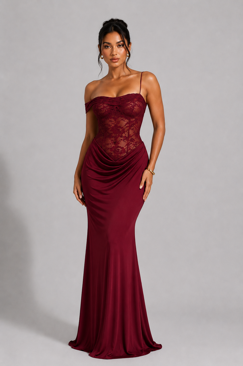 Noir Belle Lace Corset Maxi Dress