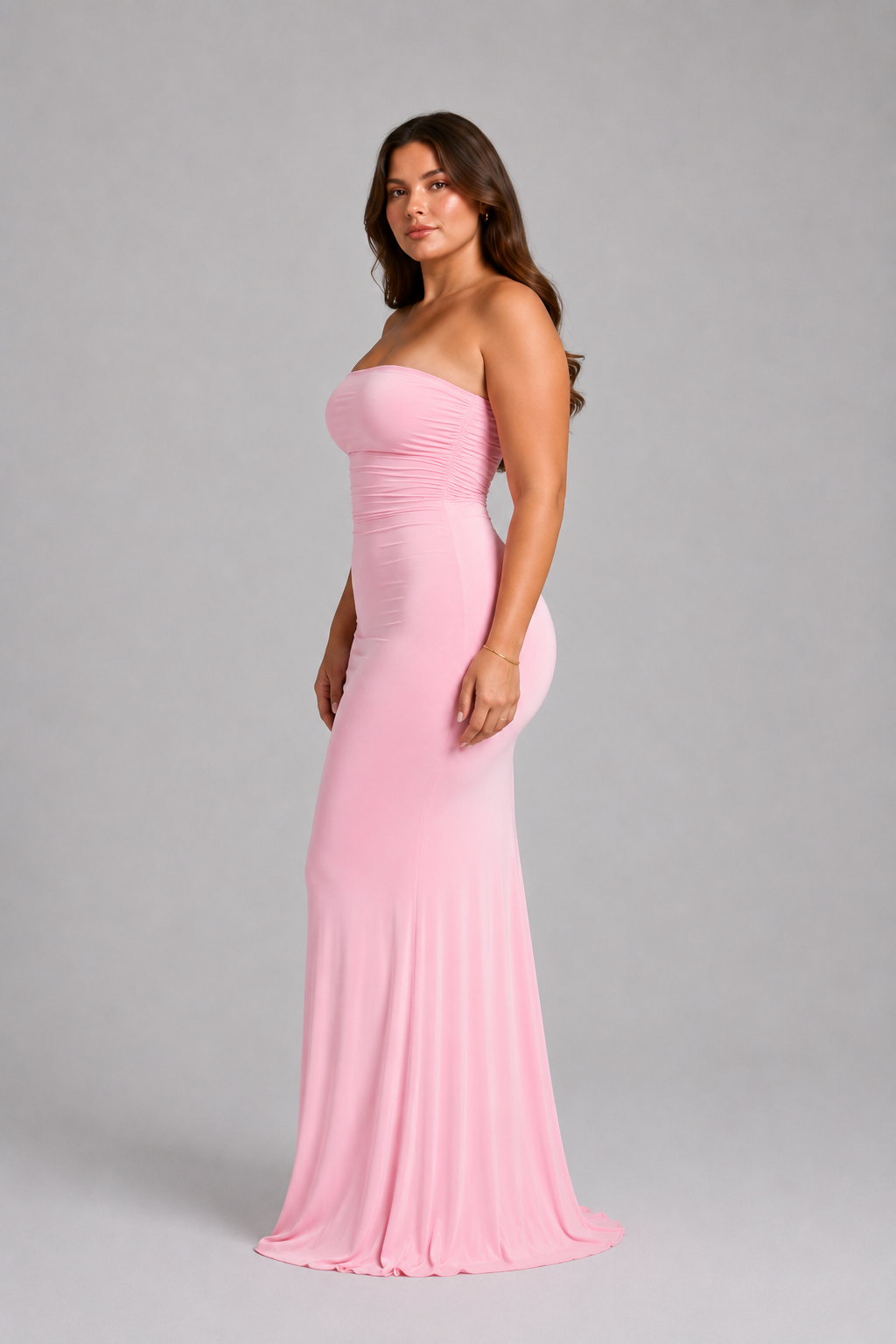 Amora Strapless Ruched Maxi Dress