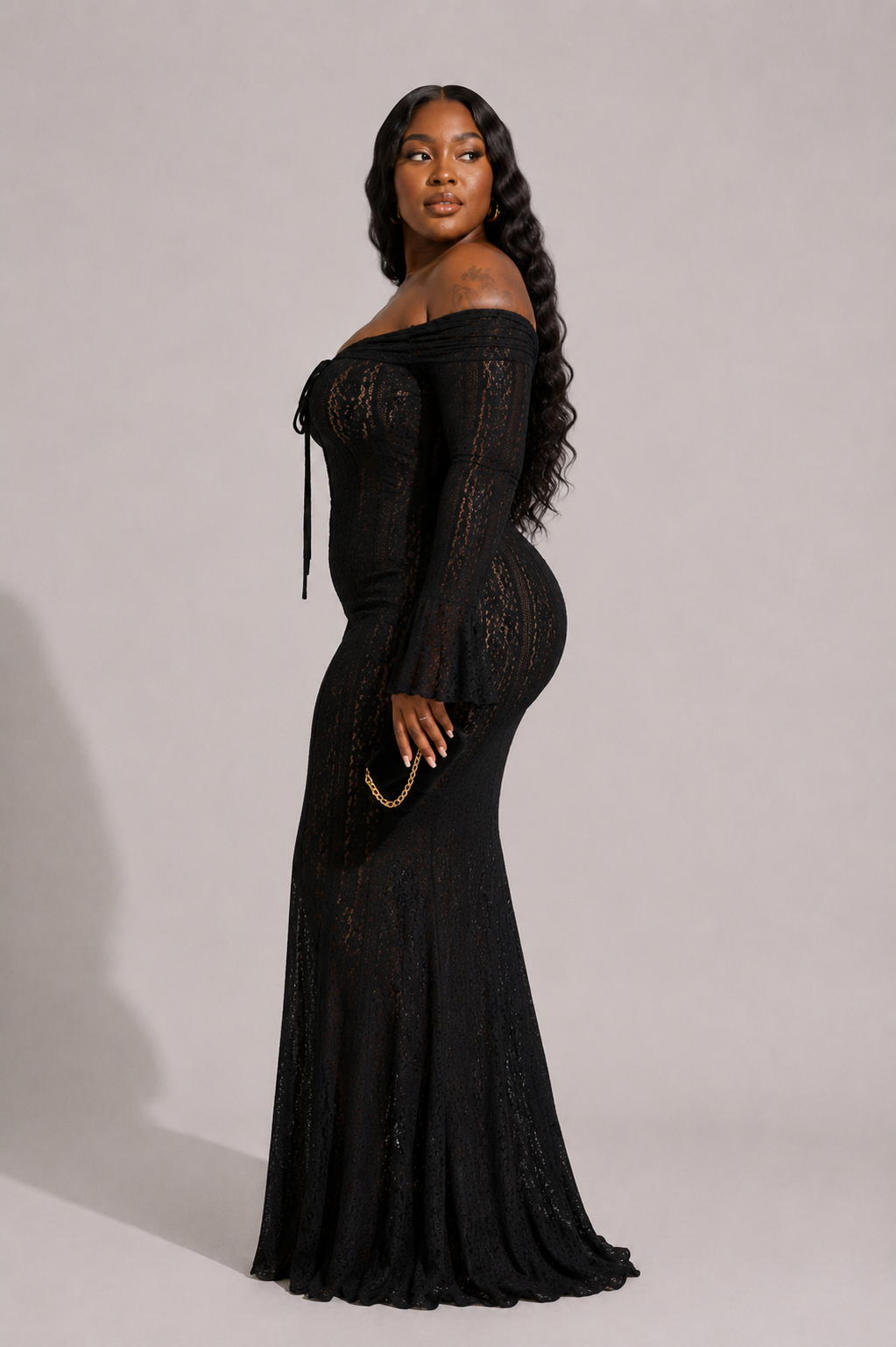 Elowen Lace Off-Shoulder Maxi Dress