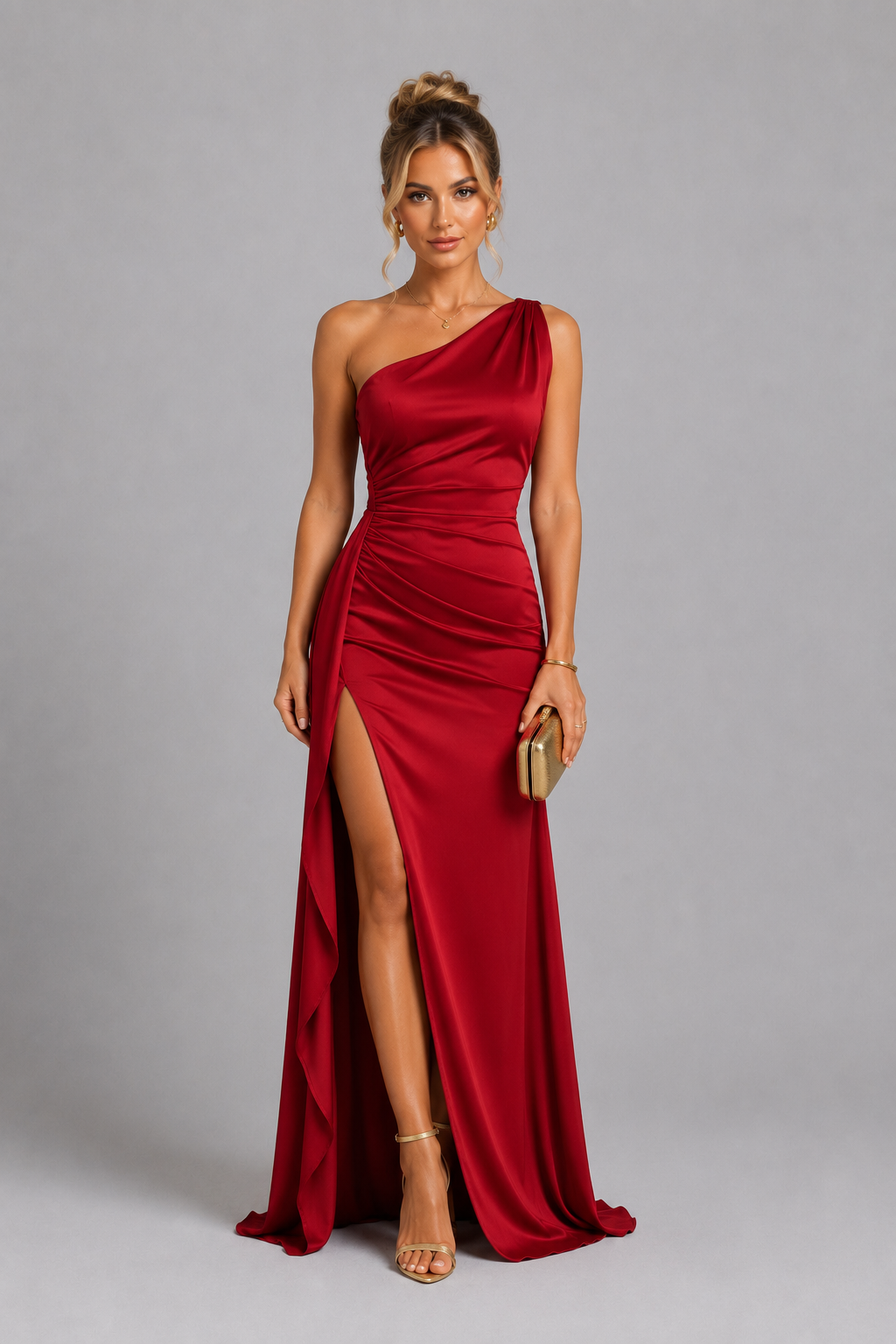 Seraphina One-Shoulder Satin Gown
