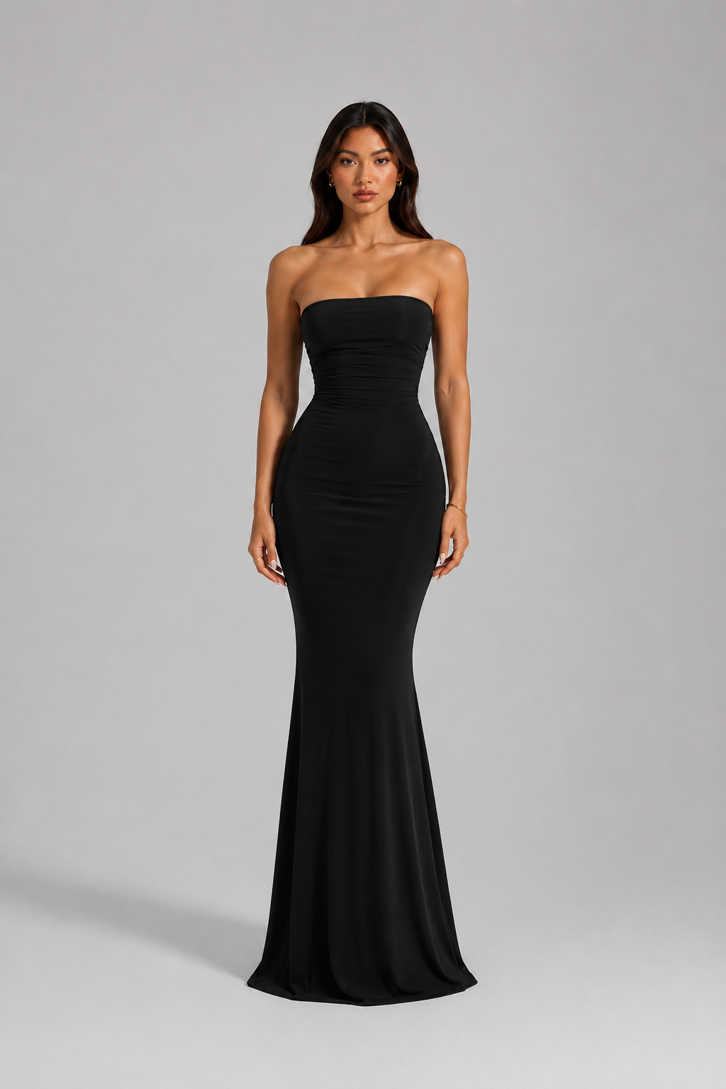 Amora Strapless Ruched Maxi Dress – Amelissy