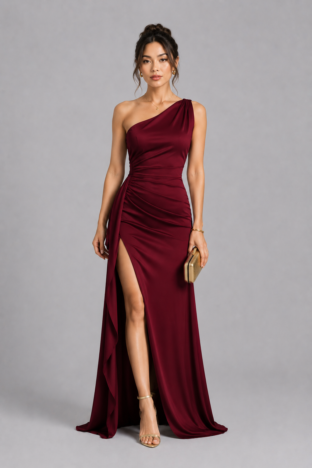 Seraphina One-Shoulder Satin Gown