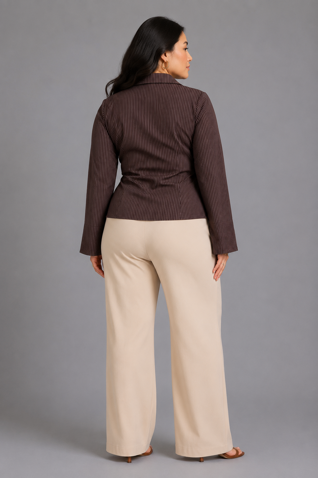 Marielle Pinstripe Flare Sleeve Shirt